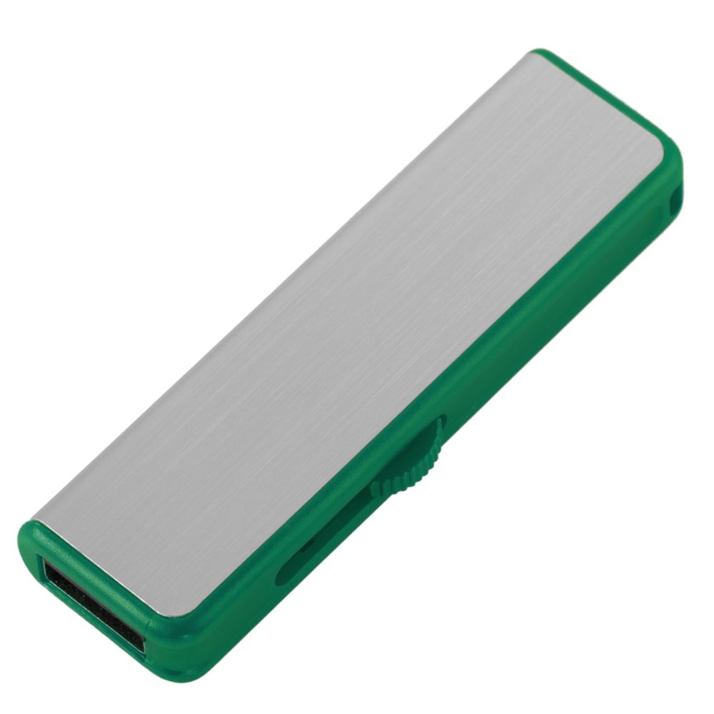 Флешка Ferrum, серебристая с зеленым, 8 Гб, , металл