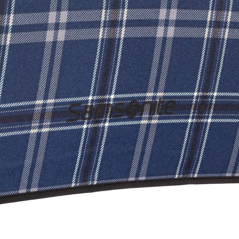 Складной зонт Wood Classic S, синий в клетку, , эпонж Складной зонт Wood Classic S, синий в клетку, , эпонж