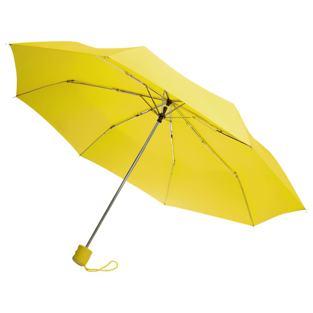 Зонт складной Basic, желтый, уценка, , ручка - пластик, покрытие софт-тач; купол - полиэстер, 190t; рама, спицы - металл