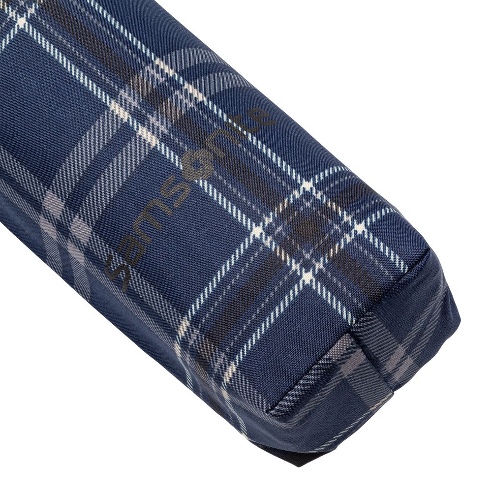 Складной зонт Wood Classic S, синий в клетку, , эпонж Складной зонт Wood Classic S, синий в клетку, , эпонж