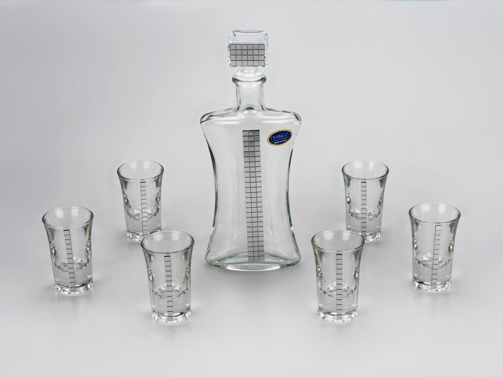 Набор для водки «Матрица», прозрачный/серебристый, стекло/металл