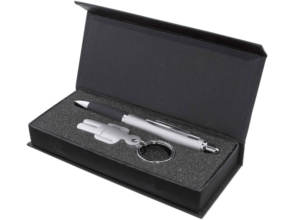 Подарочный набор: шариковая ручка и флеш-карта USB 2.0 на 2 GB, серебристый/черный, пластик Подарочный набор: шариковая ручка и флеш-карта USB 2.0 на 2 GB, серебристый/черный, пластик