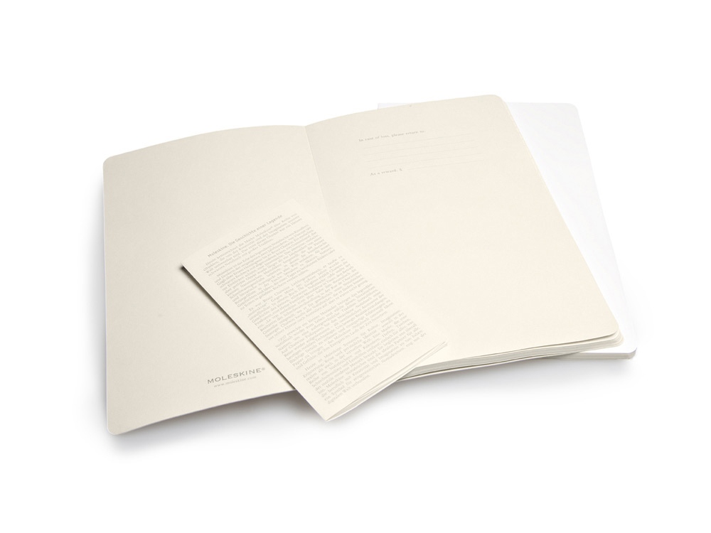 Записная книжка Moleskine Volant (в линейку, 2 шт.), Large (13х21см), белый, белый, бумага/полипропилен