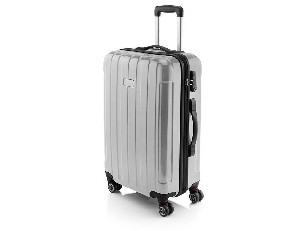 Чемодан 24 на роликах, серебристый, серебристый, поликарбонат/абс пластик Чемодан 24 на роликах, серебристый, серебристый, поликарбонат/абс пластик