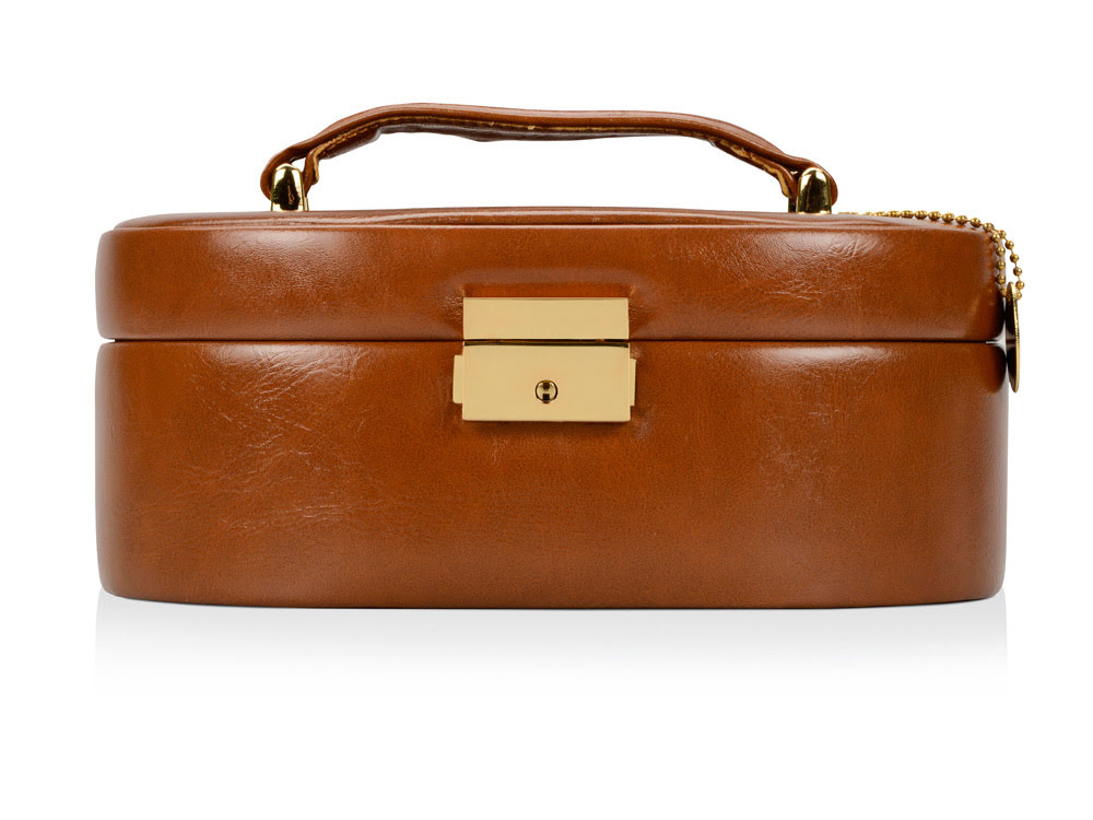 Шкатулка для драгоценностей с дорожным футляром, коричневый, коричневый/золотистый, искусственная кожа/металл Шкатулка для драгоценностей с дорожным футляром, коричневый, коричневый/золотистый, искусственная кожа/металл