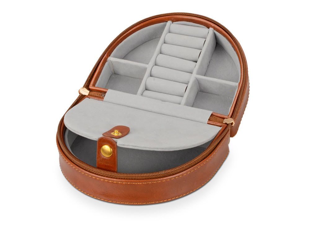 Шкатулка для драгоценностей с дорожным футляром, коричневый, коричневый/золотистый, искусственная кожа/металл Шкатулка для драгоценностей с дорожным футляром, коричневый, коричневый/золотистый, искусственная кожа/металл