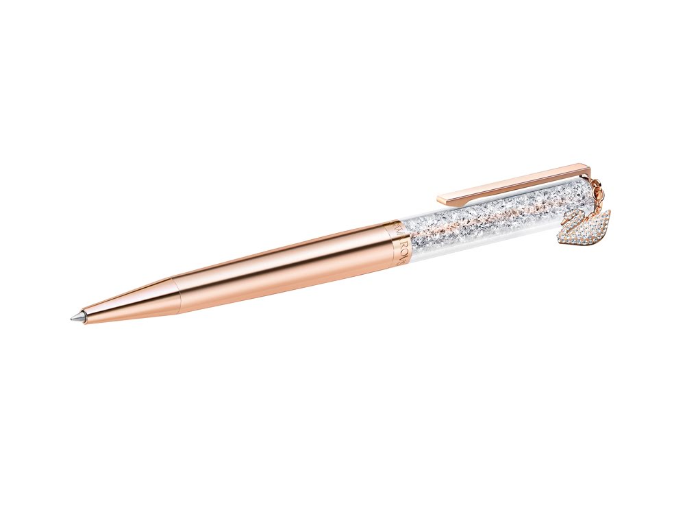 Ручка шариковая Crystalline Swan. Swarovski, прозрачный/золотистый, кристаллы swarovski/металл Ручка шариковая Crystalline Swan. Swarovski, прозрачный/золотистый, кристаллы swarovski/металл