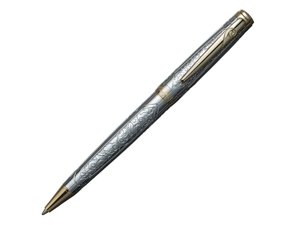 Ручка шариковая RENAISSANCE с поворотным механизмом. Pierre Cardin, серебристый/золотистый, корпус- латунь, лак/отделка и детали дизайна- сталь, позолота Ручка шариковая RENAISSANCE с поворотным механизмом. Pierre Cardin, серебристый/золотистый, корпус- латунь, лак/отделка и детали дизайна- сталь, позолота