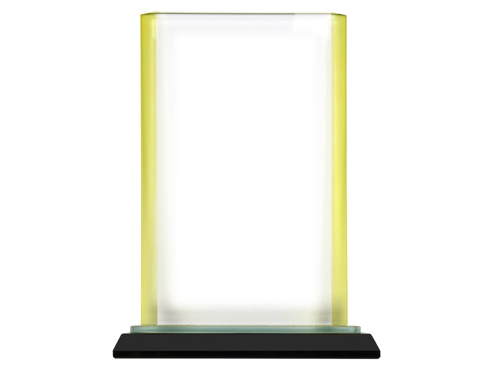 Награда Line, желтый, прозрачный, желтый, стекло