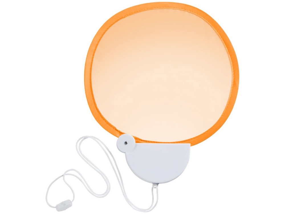 Складной вентилятор (веер) Breeze со шнурком, оранжевый/белый, оранжевый/белый, абс пластик