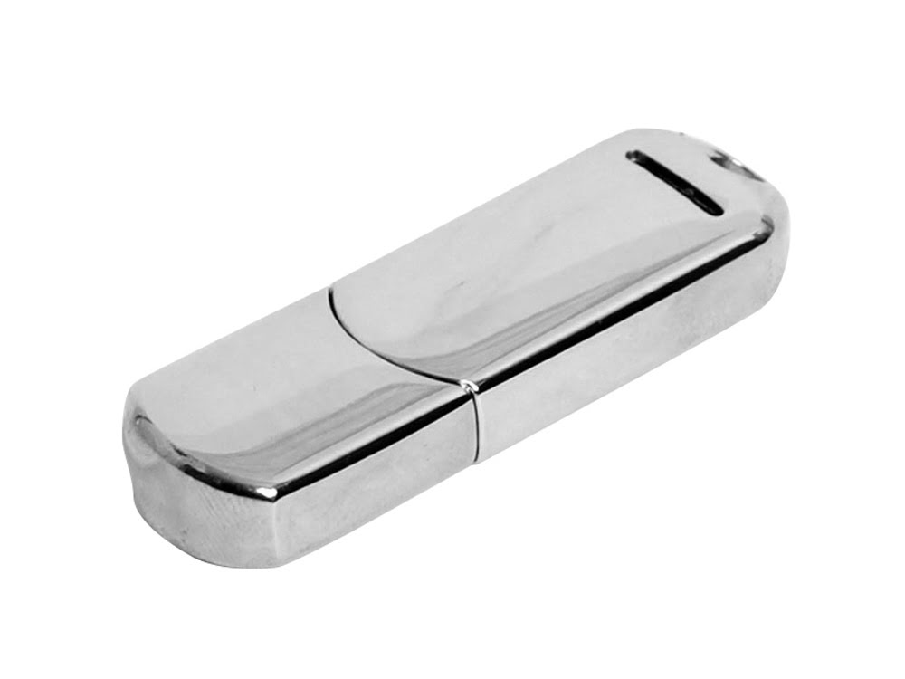 Флешка каплевидной формы, современный дизайн, 32 Гб, серебристый, серебристый, металл