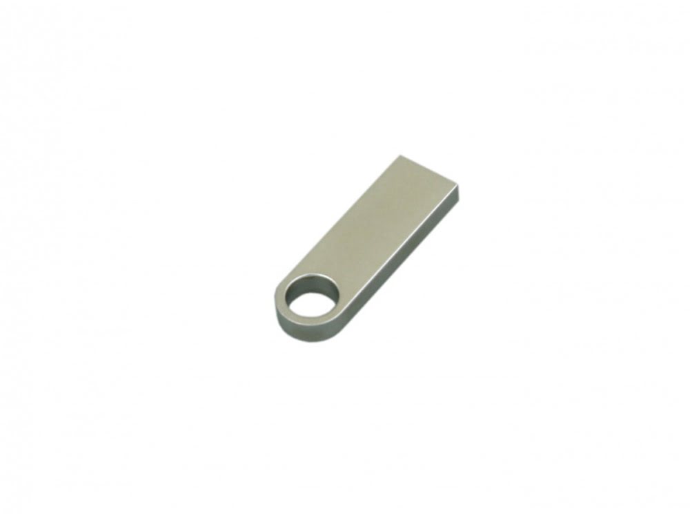 USB-флешка на 16 Гб с мини чипом, компактный дизайн с круглым отверстием., серебро, серебристый, металл