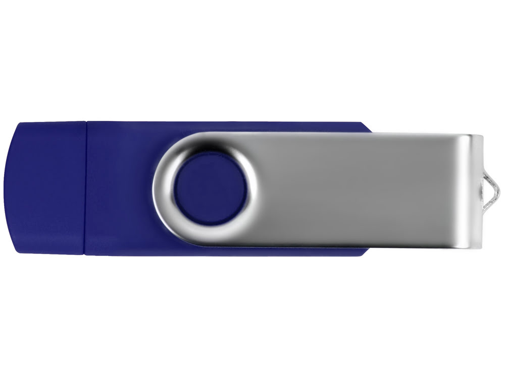 USB/micro USB-флешка на 16 Гб «Квебек OTG», синий, пластик с покрытием soft-touch\металл