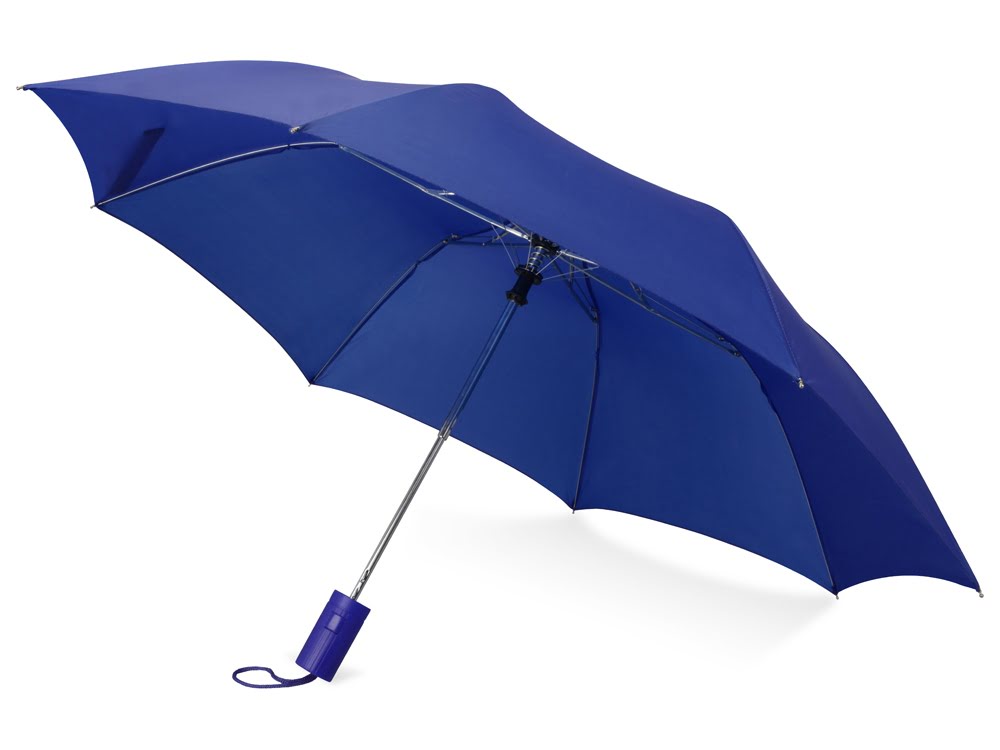 Зонт складной Tulsa, полуавтоматический, 2 сложения, с чехлом, синий (Р), синий, купол- полиэстер, каркас-сталь, спицы- сталь, ручка-пластик