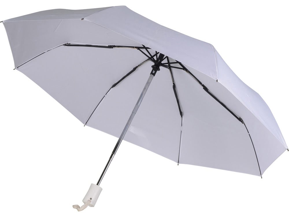 Зонт складной автоматический, белый, белый, эпонж/металл/пластик