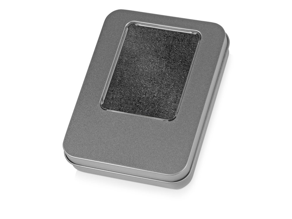 Подарочная коробка для флеш-карт «Сиам» в шубере, серебристый, серебристый, металл