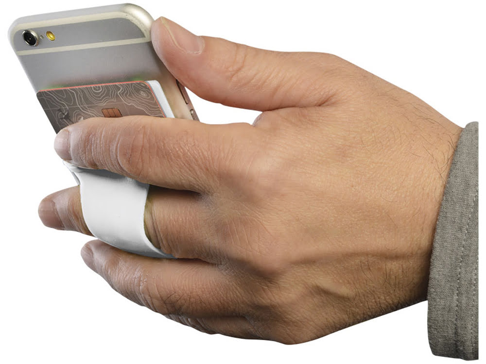 Картхолдер для телефона с отверстием для пальца, белый, белый, силикон