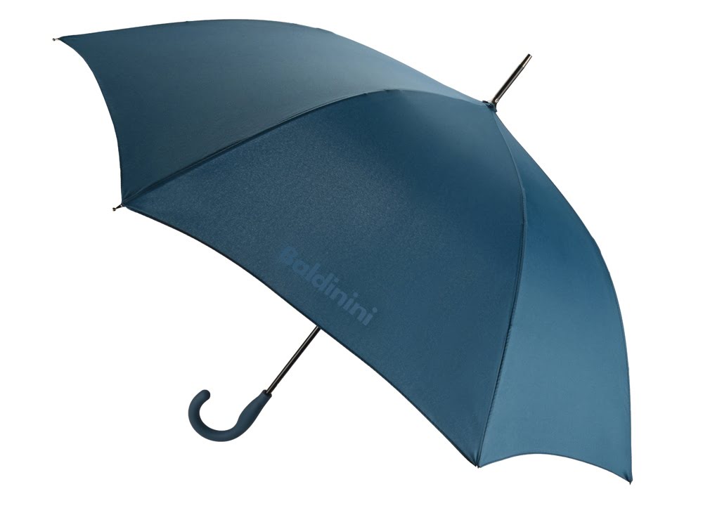 Зонт-трость. Baldinini, синий/черный, синий/черный, эпонж/металл Зонт-трость. Baldinini, синий/черный, синий/черный, эпонж/металл