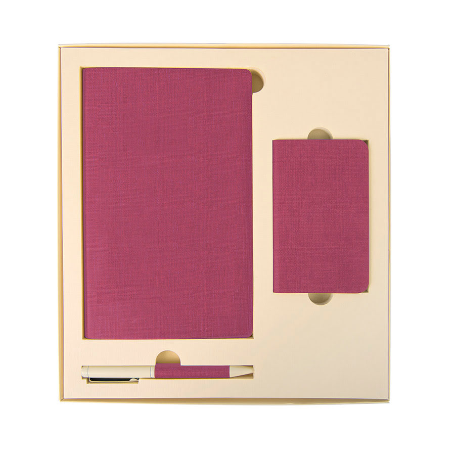 Набор подарочный PROVENCE: универсальное зарядное устройство (4000мАh), блокнот и ручка, розовый, бежевый, разные материалы