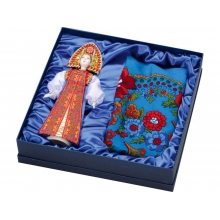 Набор: кукла в народном костюме, платок «Марфа», красный/синий