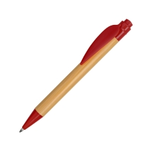 Ручка шариковая «Листок», бамбук/красный