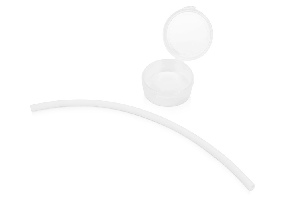 Силиконовая трубочка Fresh в пластиковом кейсе, белый, белый, силикон, пластик