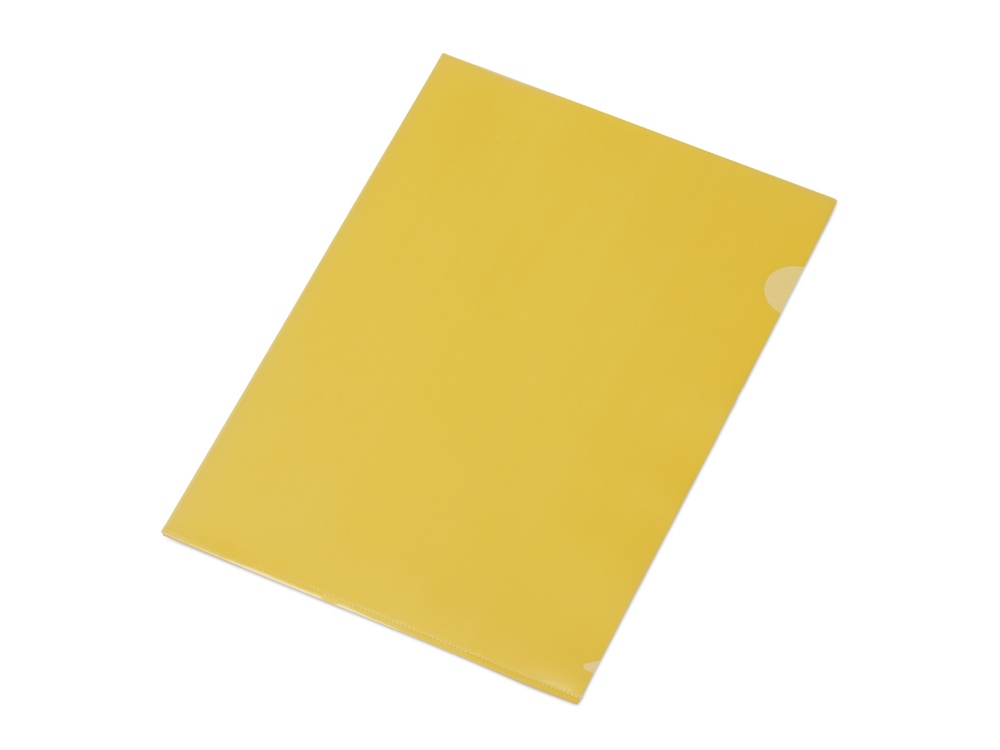 Папка-уголок прозрачный формата А4  0,18 мм, желтый глянцевый, желтый прозрачный, пвх 0,18 мм